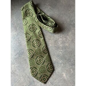 Vintage TownCraft Par Excellence Tie 70s Geometric Necktie Green Tan Retro